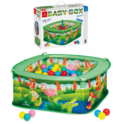 Loc de joaca pentru copii, Baby Box "Jungla", dimensiuni 80 x 80 x30 cm, 70 de bile colorate